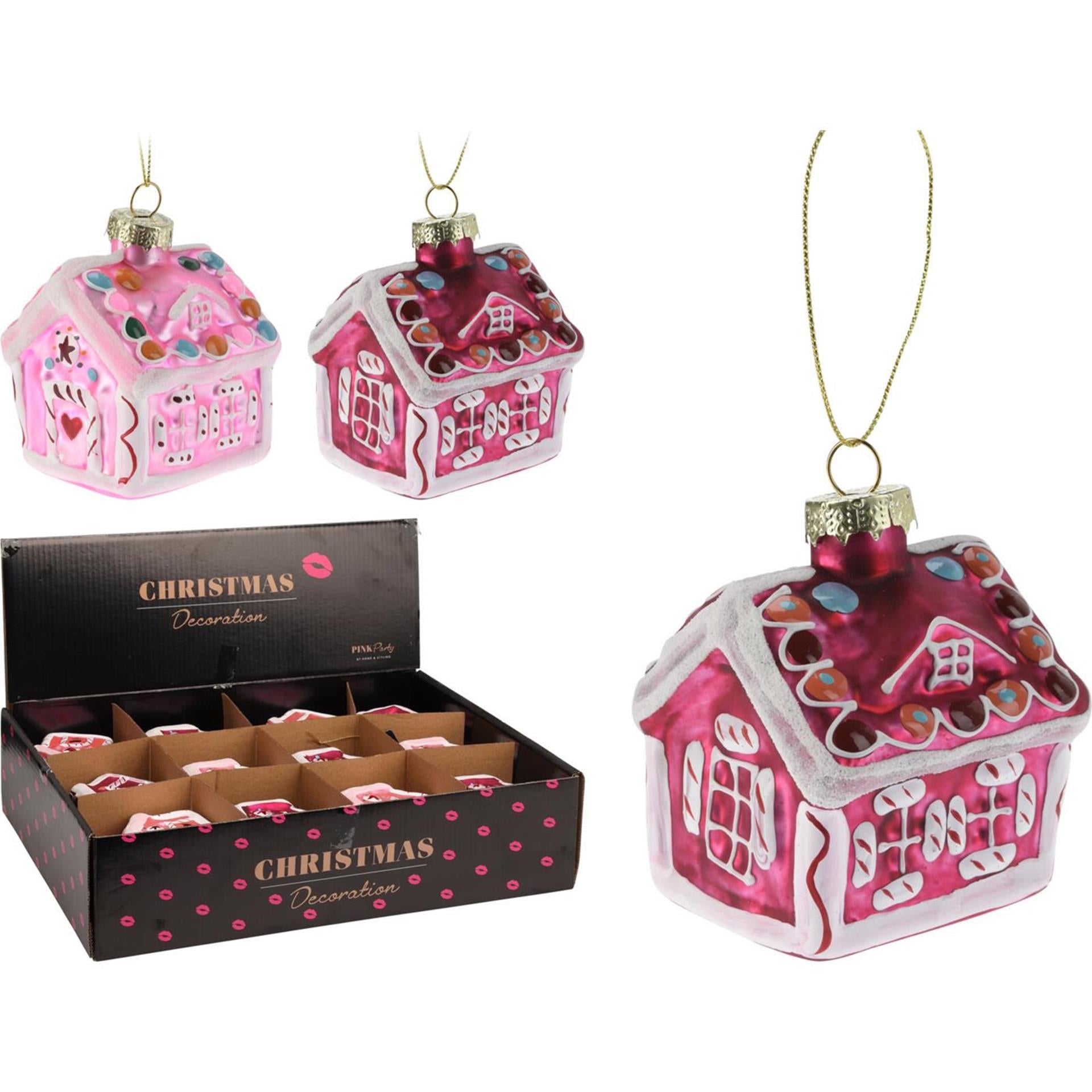 Anhänger Haus rosa 8cm Display a 12St