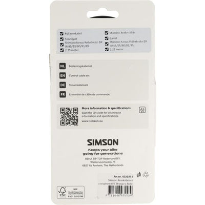 Simson Bremszugset komplett Edelstahl Shimano Rollenbremse schwarz