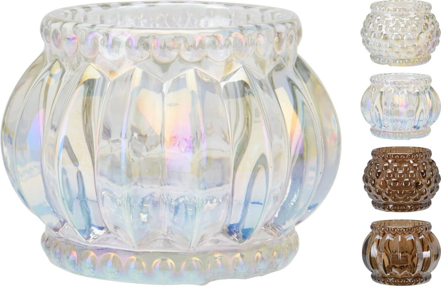 Home-Styling-Kerzenhalter, 7 cm, Glas, irisierend