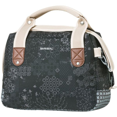 Basil Bohème City Bag - elegante grüne Hand-, Schulter- und Lenkertasche für Frauen, geeignet für Elektrofahrräder und Citybikes - schwarz