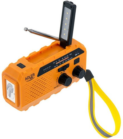 Adler ad 1197 Notfunkgerät mit Handkurbel inklusive integrierter Solar-Taschenlampe
