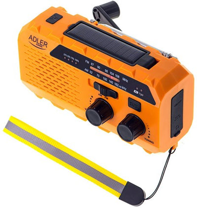 Adler ad 1197 Notfunkgerät mit Handkurbel inklusive integrierter Solar-Taschenlampe