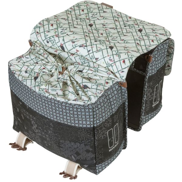 Basil Bohème Double Bicycle Bag - Schwarz - 35L - Wasserabweisend - Kunstleder Details