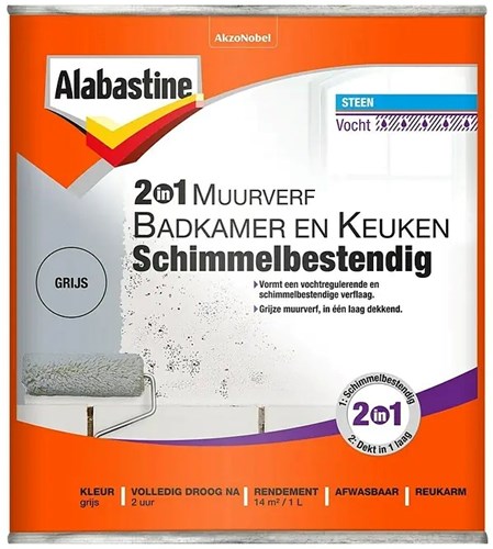 Alabastine 2in1 Wandfarbe b k grau 1l - 5256777
