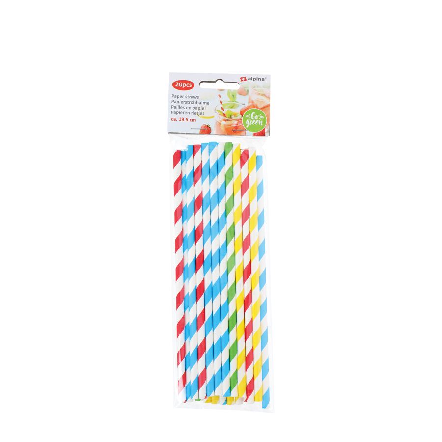 Alpina Papierstrohhalme Farbe 19,5cm 20 Stück