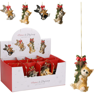 Home Styling Katze Hängedekoration 85mm 4ass d Katze Weihnachtsanhänger 8,5cm