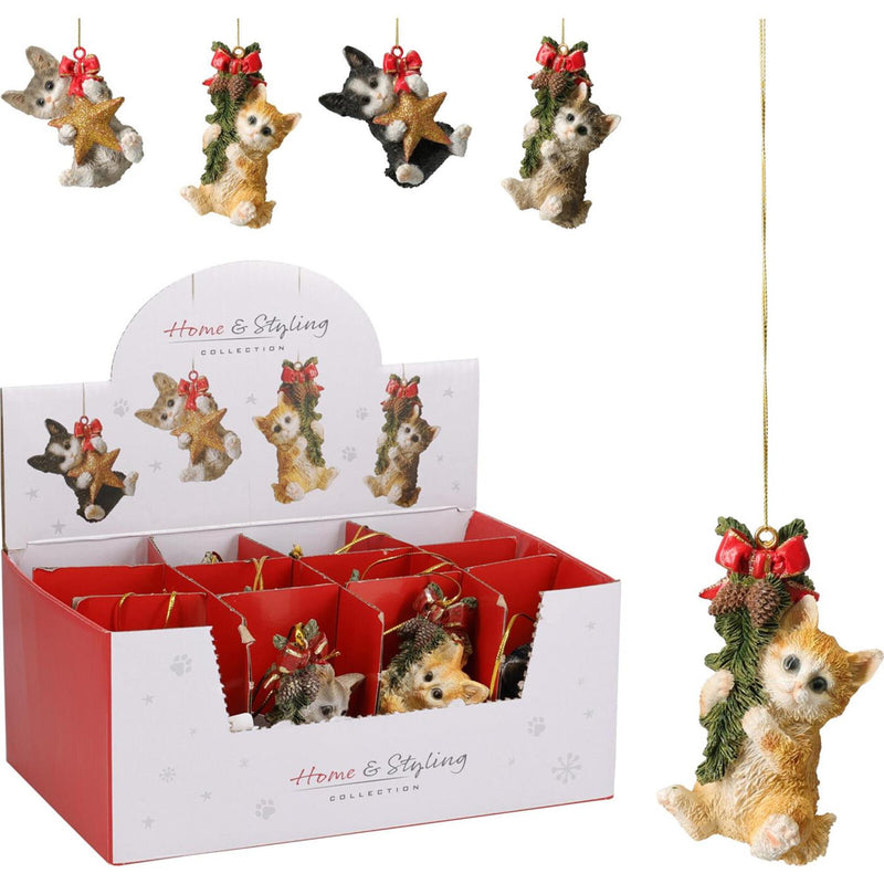 Home Styling Katze Hängedekoration 85mm 4ass d Katze Weihnachtsanhänger 8,5cm