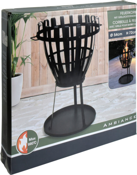 Ambiente 2-in1-Feuerkorb mit Grill Grill 660 ° C Ø 54 cm Schwarz