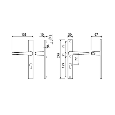 Ami Türgriff 357 schraubbar 245 30 Profilzylinder 72 M5 R5,5 F1 Türstärke 53 57 mm. - 511740
