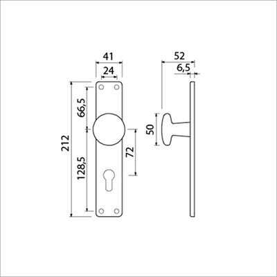 Ami-Knopf 160 50 festes Langschild 212 41 rechts Profilzylinder 72 F1 - 313796