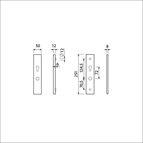 AMI-Sicherheitsbeschlag 251 50 außen und innen F1 Profilzylinder 72 Umkehrung 2GTS Türstärke 38 42 mm - 803163