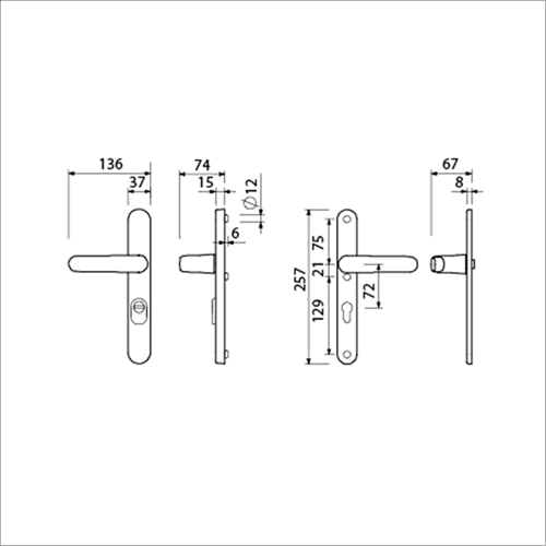 Ami Sicherheitsbeschlag 378 Rota Spring 257 37 2 KT 72 F1 A Z 378 Rota Spring 257 32 2 Profilzylinder 72 Türstärke 53 57 mm – 844416