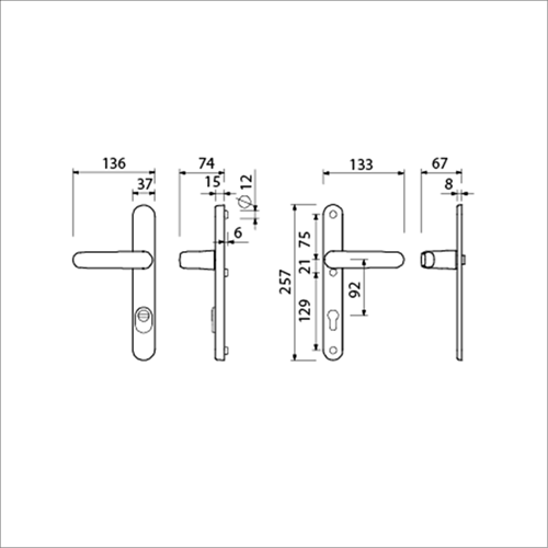 Ami Sicherheitsbeschlag 378 Rota Spring 257 37 2 KT 92 F1 A Z 378 Rota Spring 257 32 2 Profilzylinder 92 Türstärke 68 72 mm – 844418