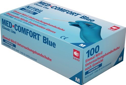 Ampri Einweghandschuh | Größe l blau | Nitril | und 374 und 455 PSA Kategorie III | 100 Stück - 01192-l - 01192-l