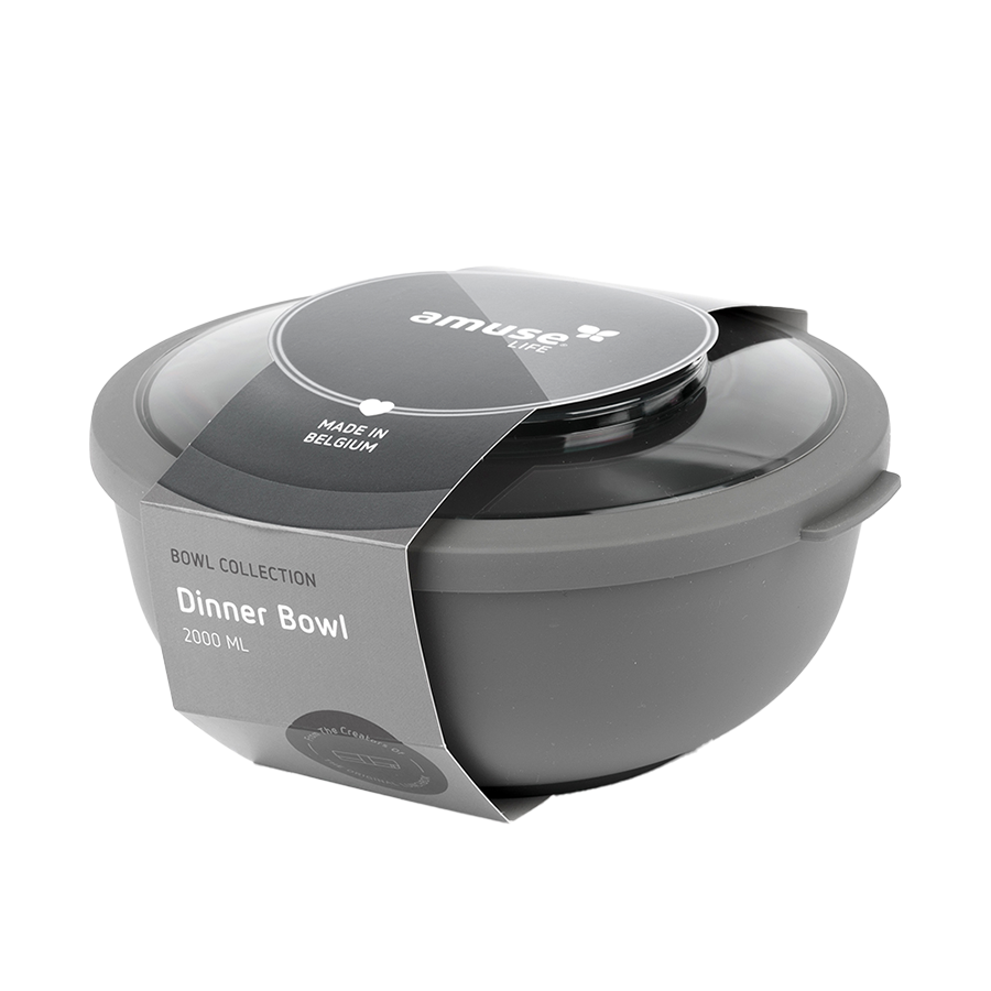 Amuse Life Speiseschüssel mit Deckel, grau, 2000 ml