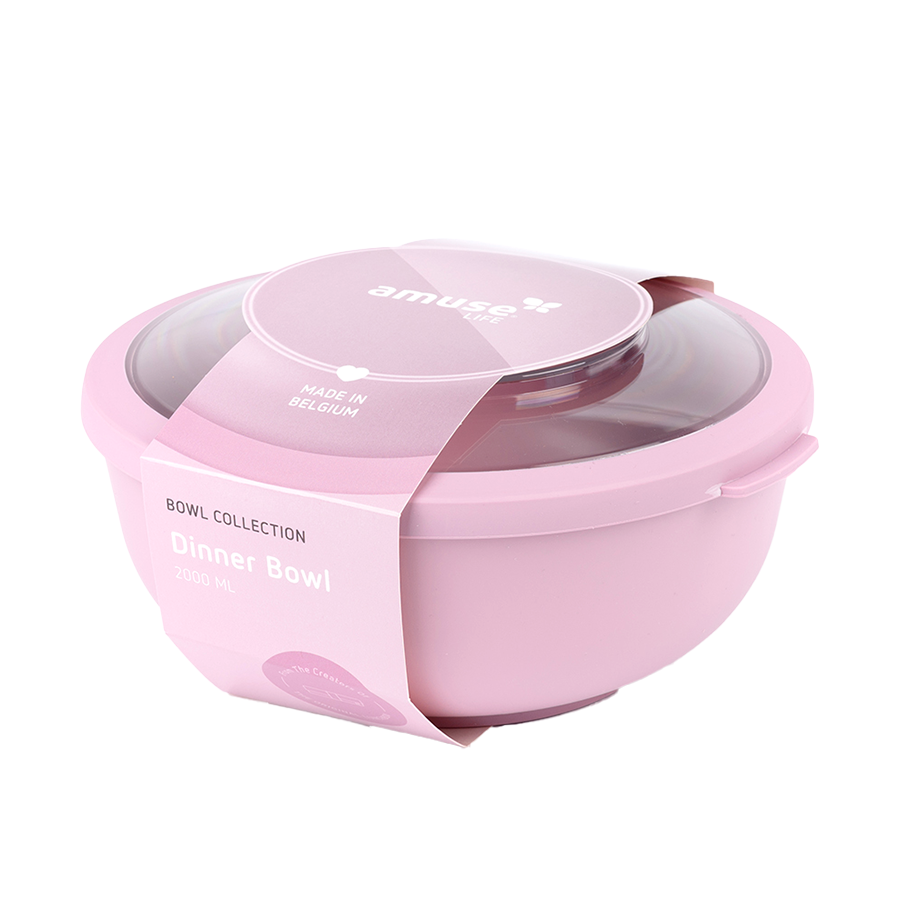 Amuse Life Speiseschüssel mit Deckel, rosa, 2000 ml