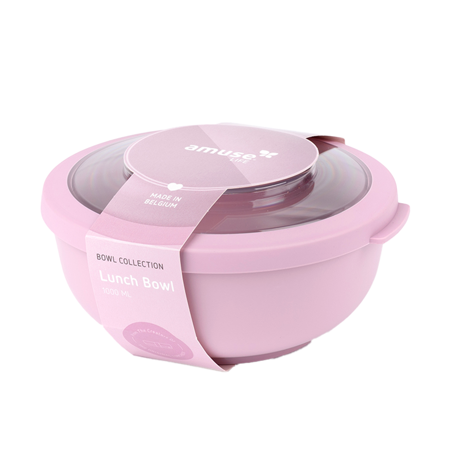 Amuse Life Lunchschüssel mit Deckel, rosa, 1000 ml