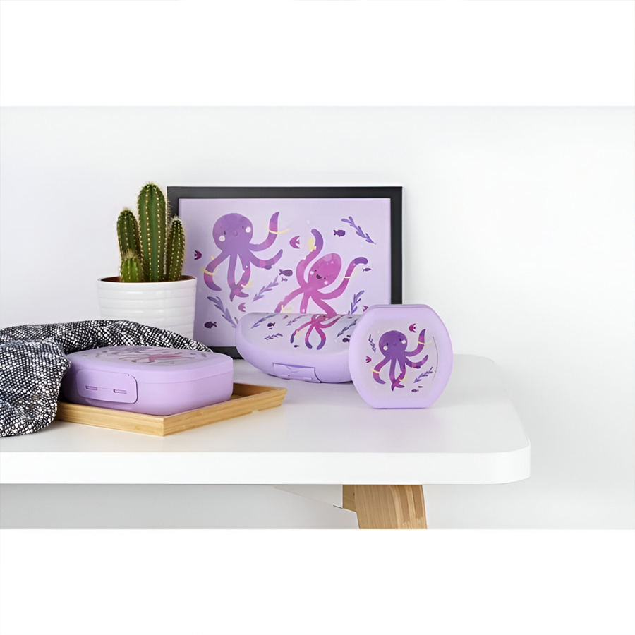 Amuse Snackbox kleiner runder lilafarbener Oktopus