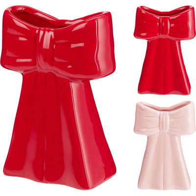 Home Styling Schleifenvase 13cm rot oder rosa