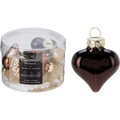 Weihnachtsanhänger aus Bernstein-Mix-Glas, 12-tlg
