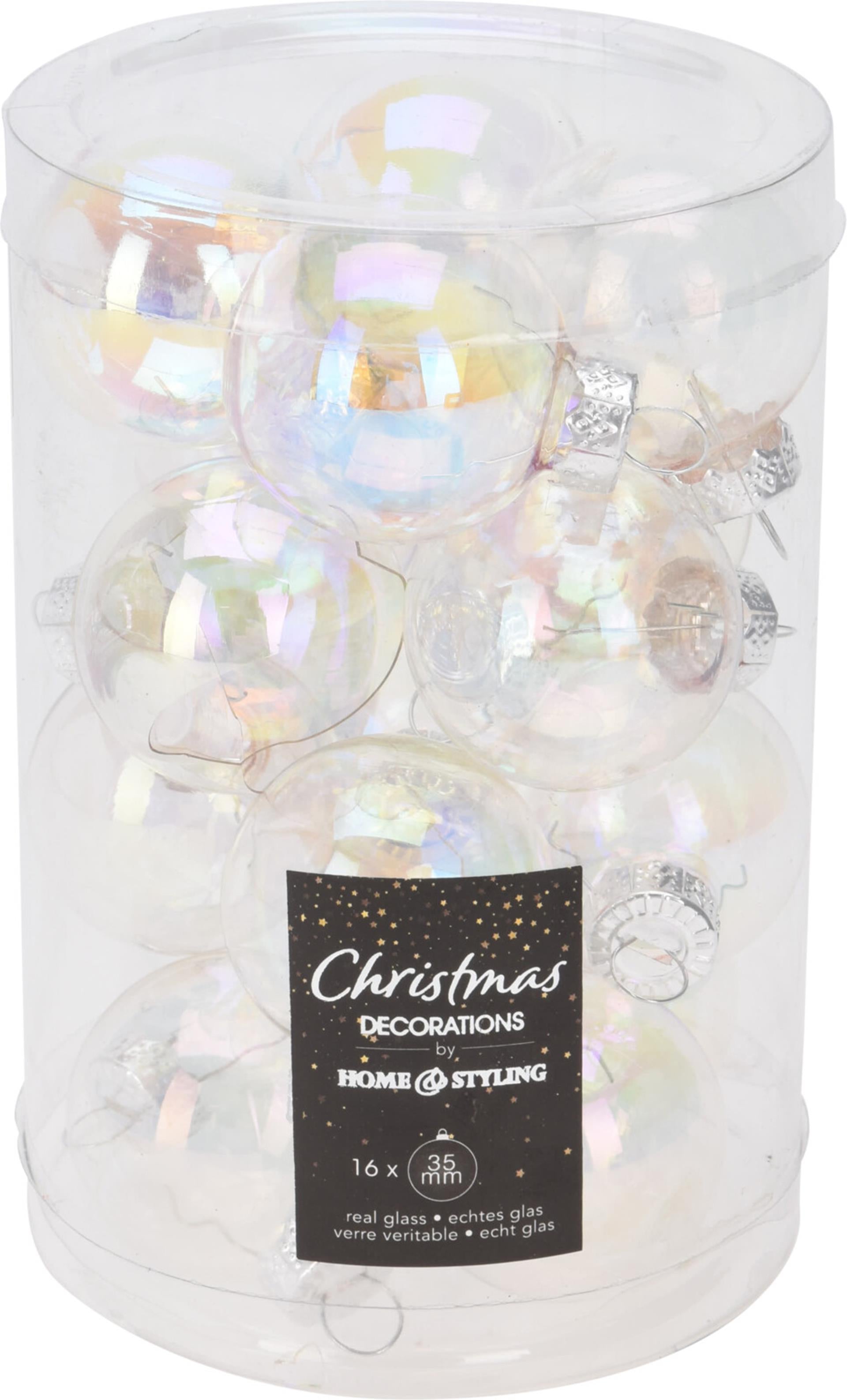 Home-Styling-Weihnachtskugel, 35 mm schillernde Röhre mit 16 Gläsern