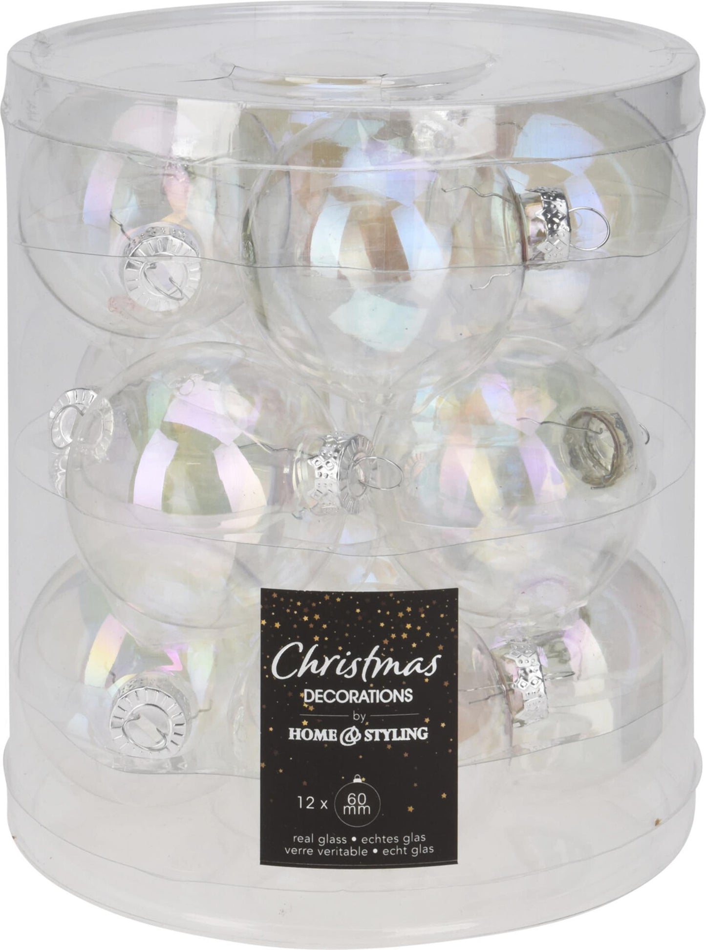 Home-Styling-Weihnachtskugel, 60 mm schillernde Röhre mit 12 Gläsern
