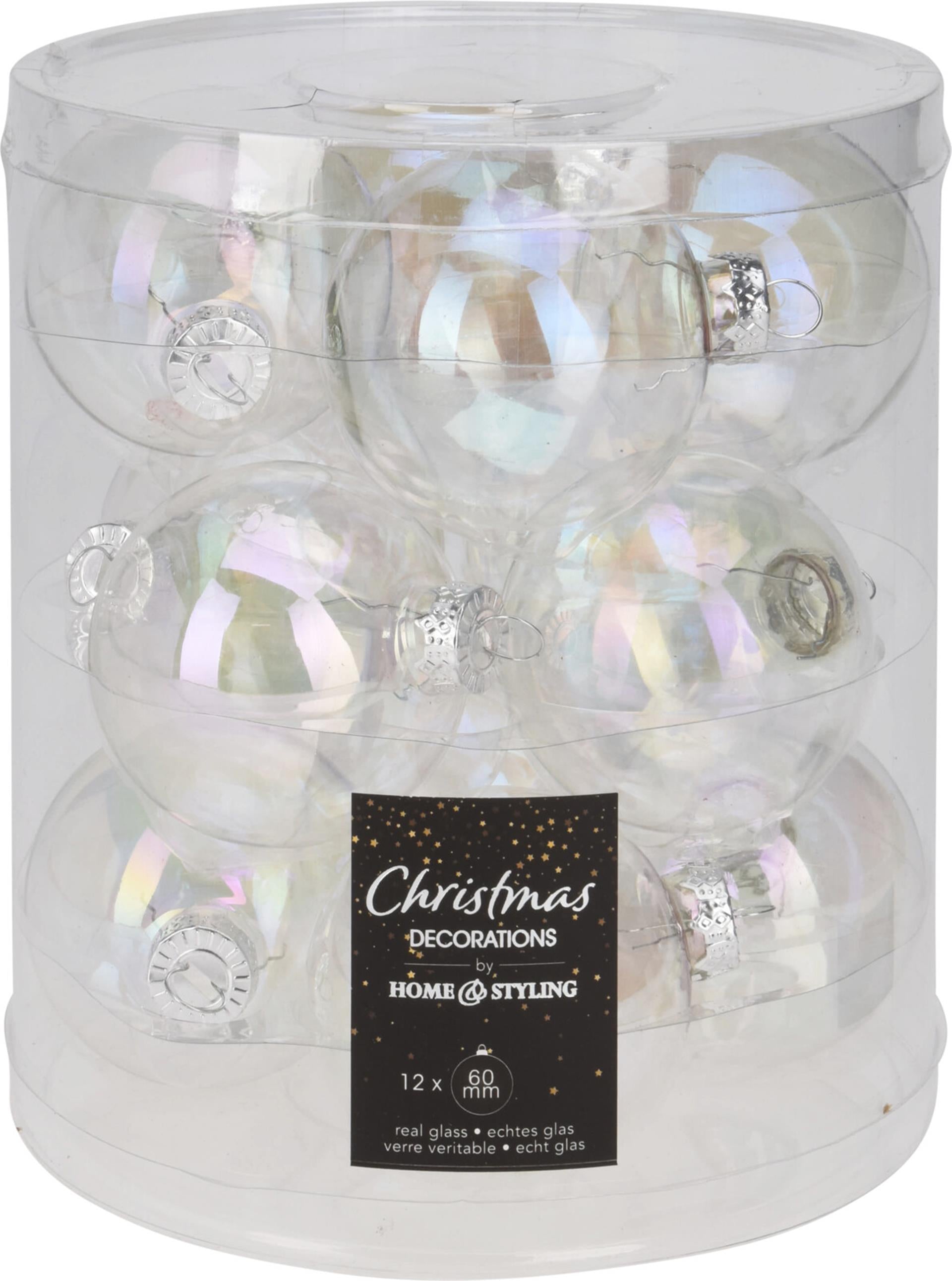 Home-Styling-Weihnachtskugel, 60 mm schillernde Röhre mit 12 Gläsern