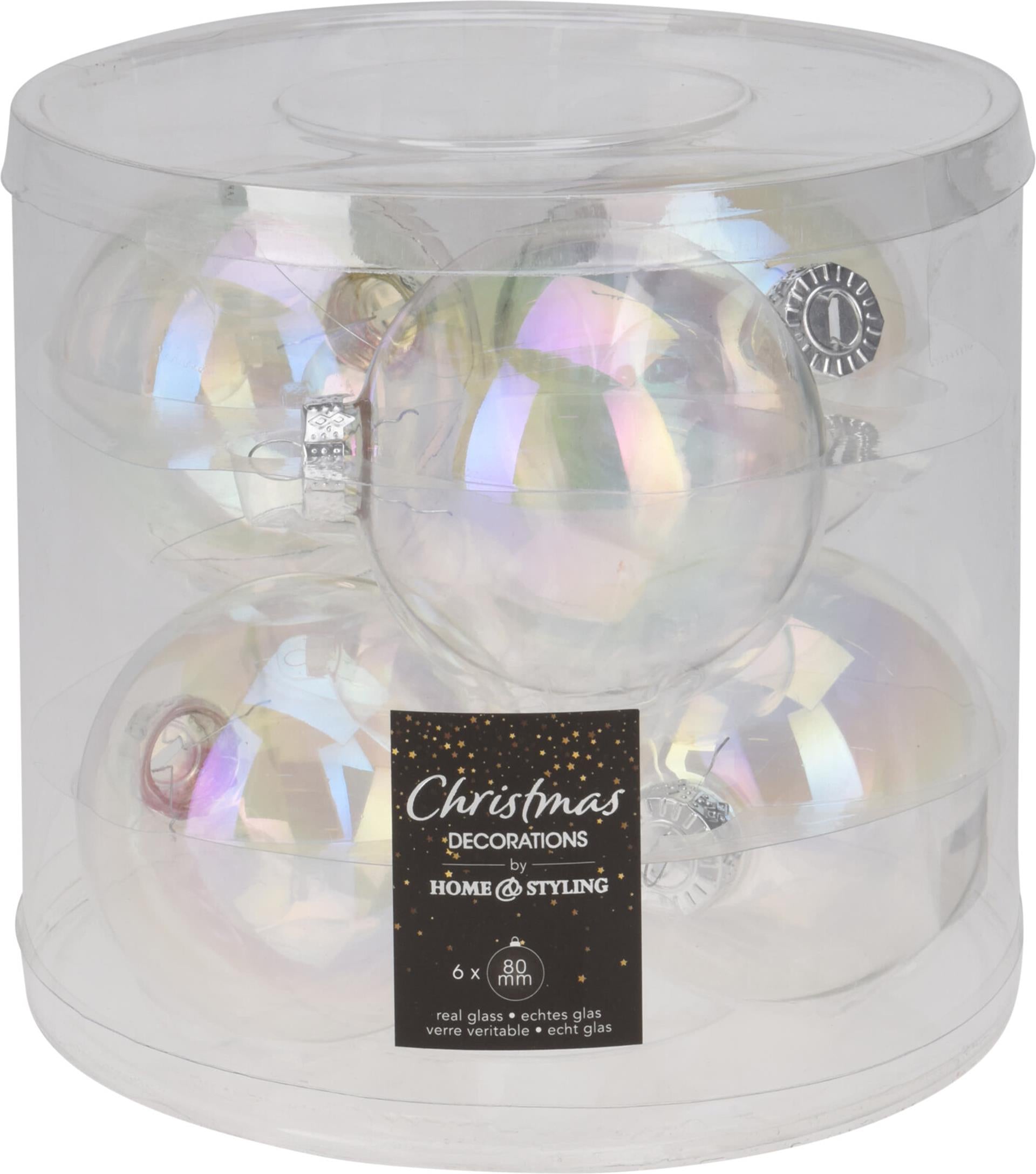 Home-Styling-Weihnachtskugel, 80 mm, schillernde Röhre mit 6 Gläsern