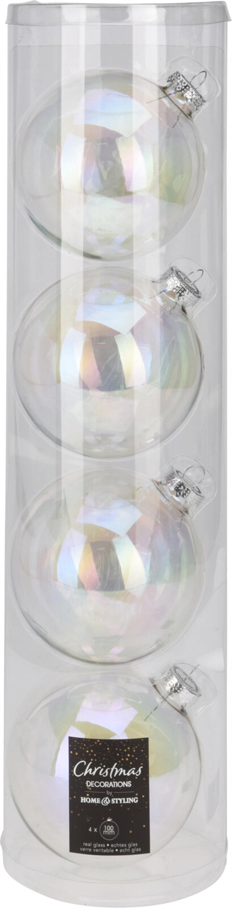 Home Styling Weihnachtskugel, 10 cm schillernde Röhre mit 4 Gläsern