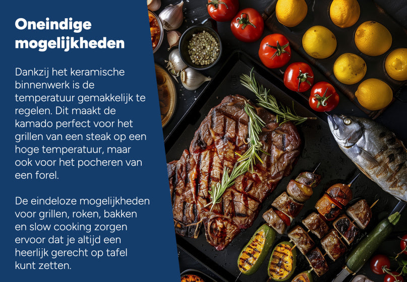 Arbaer Kamado Medium Ø 16 Zoll mit Rahmen Keramikschwarz