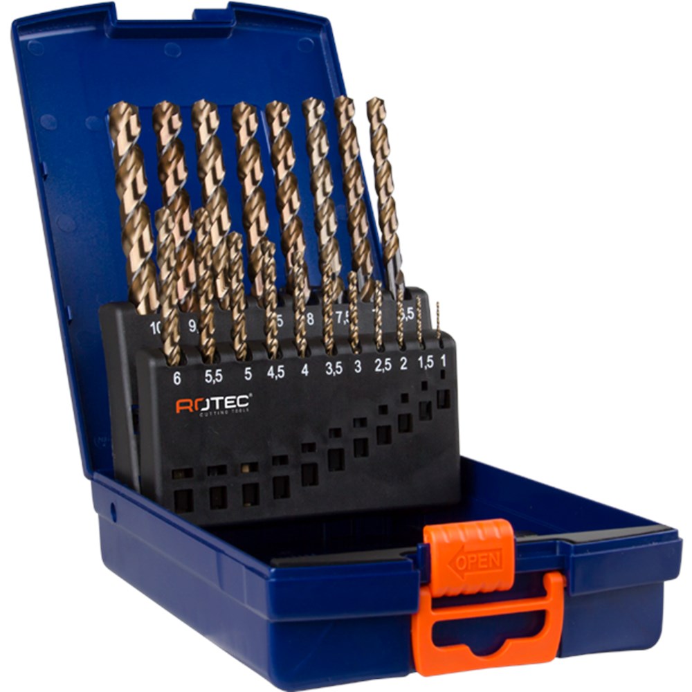 Rotec Spiralbohrer-Set 1-10x0,5mm HSS-G 19-teilig