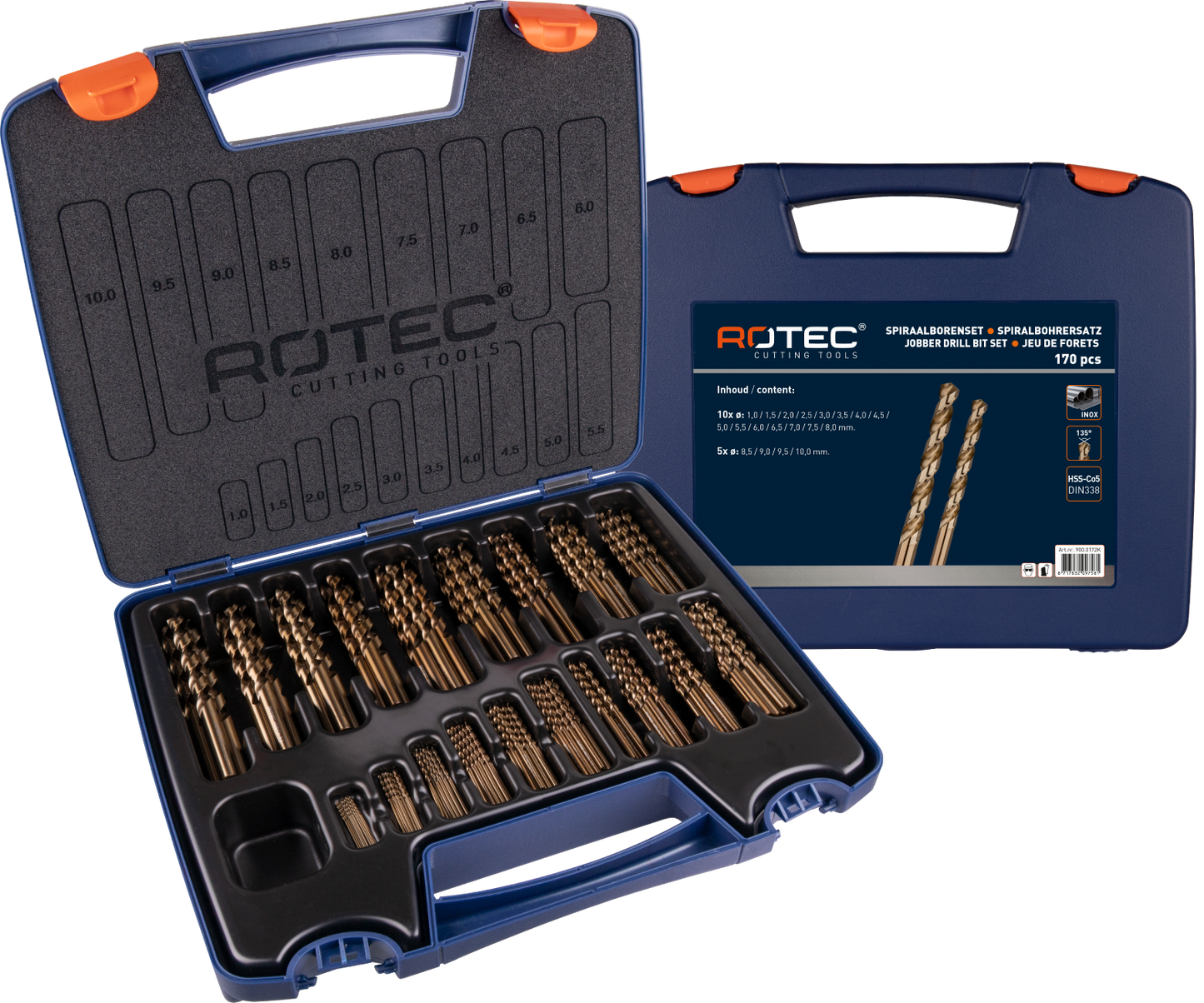 Rotec Spiralbohrer-Set 1-10x0,5mm HSS-E 170-teilig