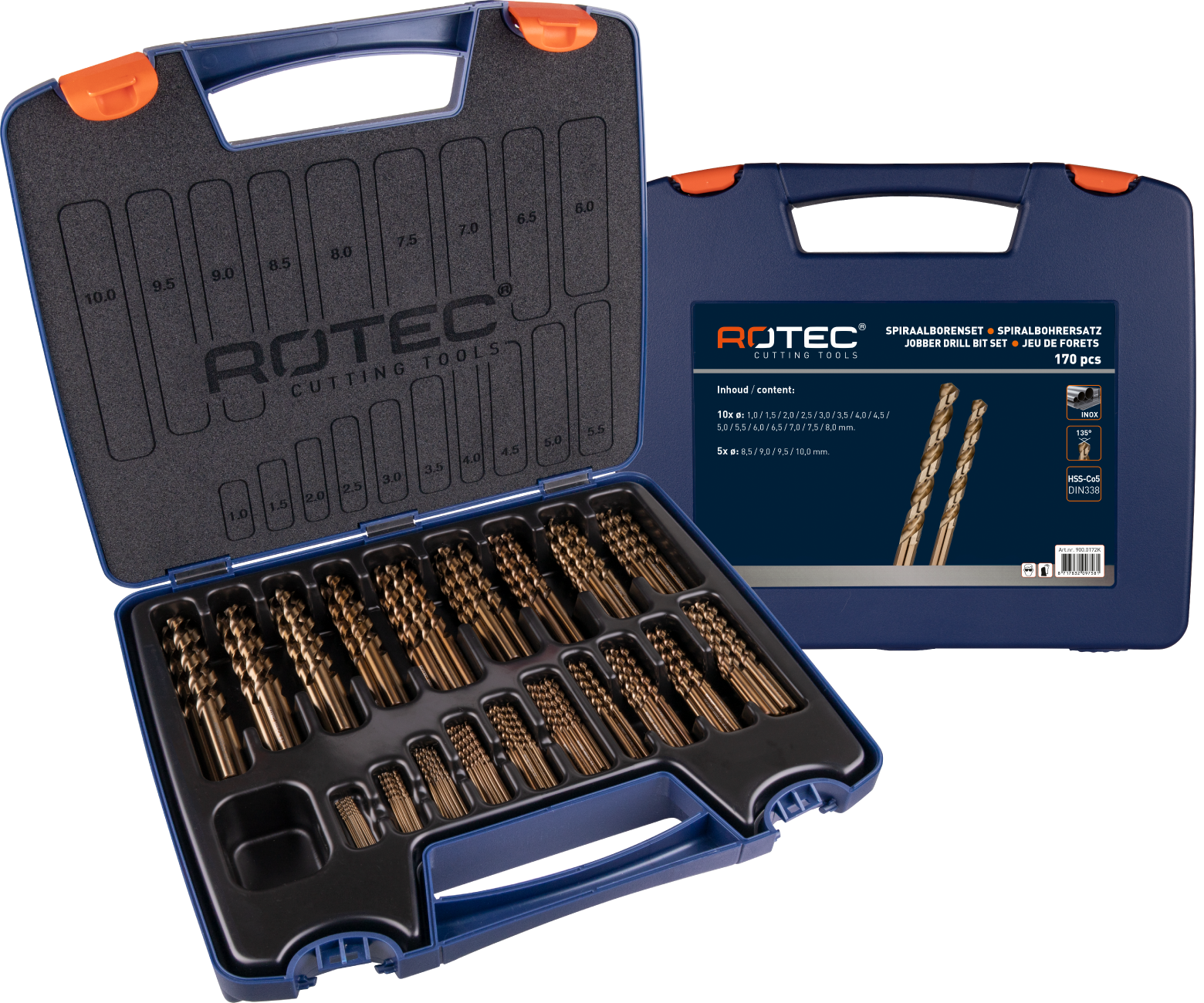 Rotec Spiralbohrer-Set 1-10x0,5mm HSS-E 170-teilig