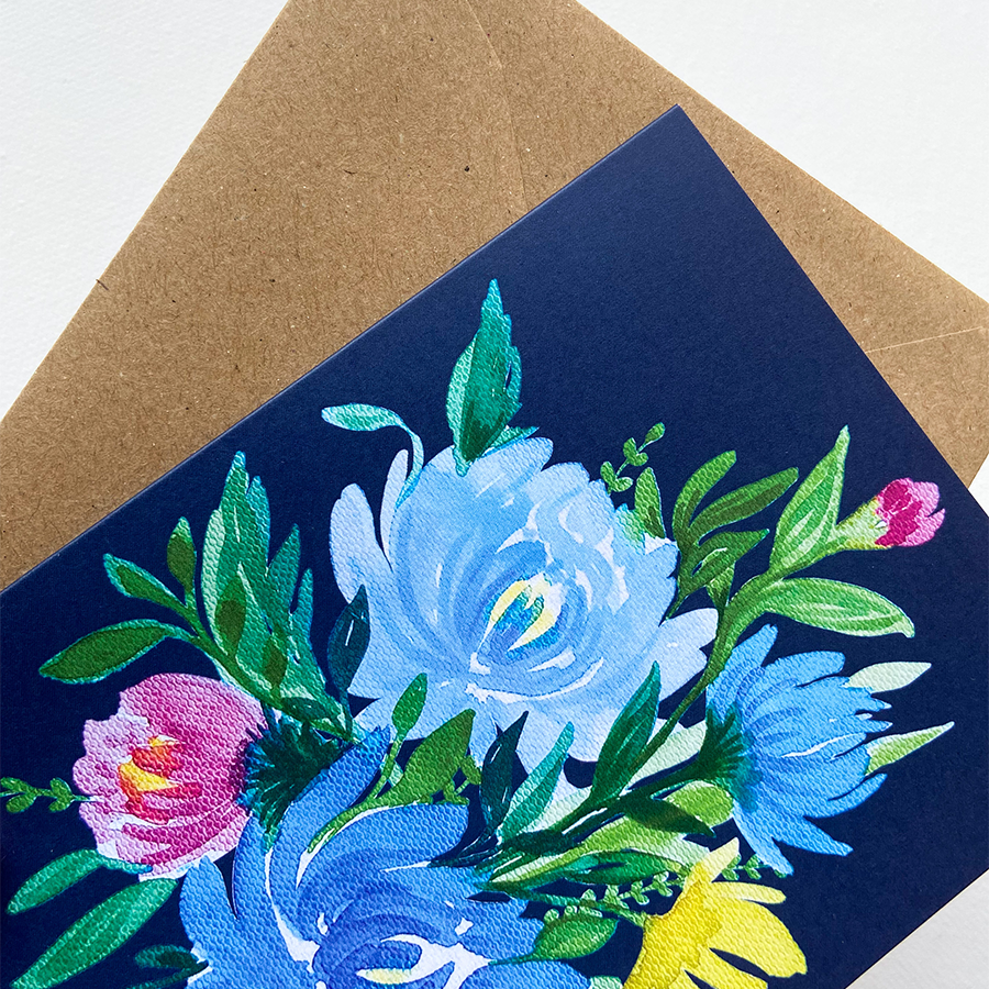 Kunst von andu Grußkarte, blaues Bündel