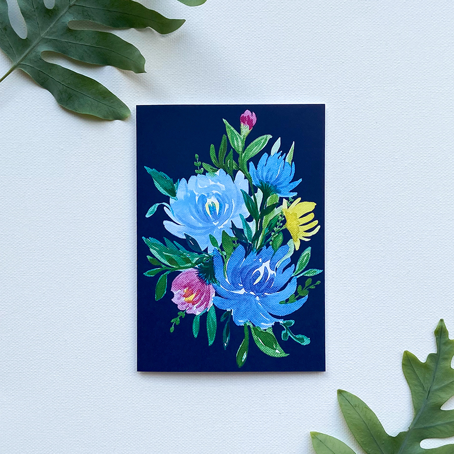 Kunst von andu Grußkarte, blaues Bündel