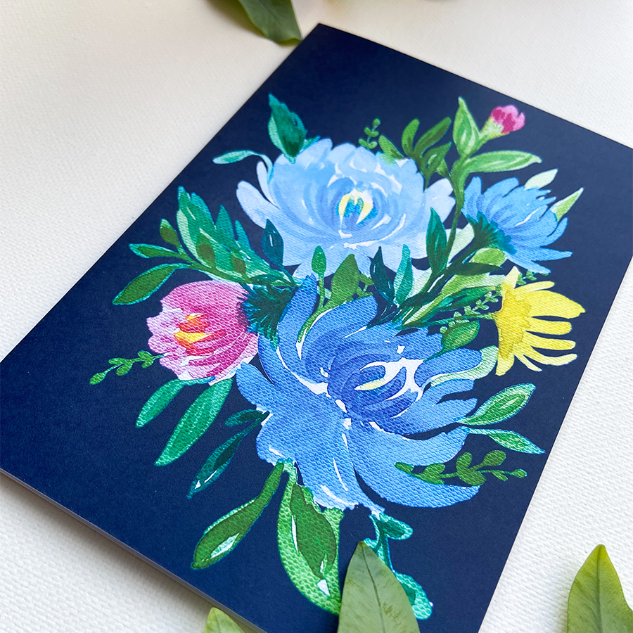 Kunst von andu Grußkarte, blaues Bündel