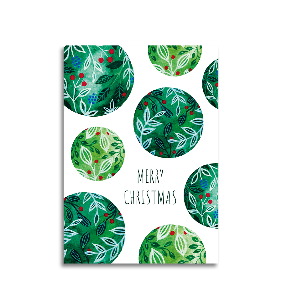 Kunst von andu Grußkarte Weihnachtskugeln