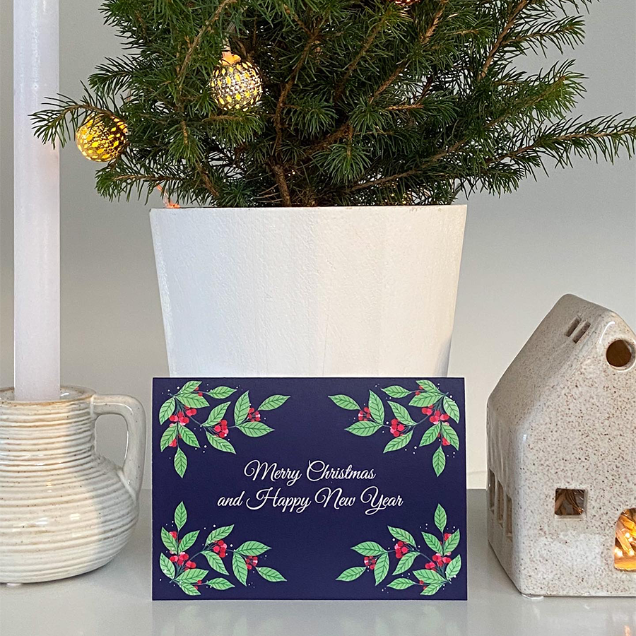 Kunst von andu Grußkarte Weihnachten blau