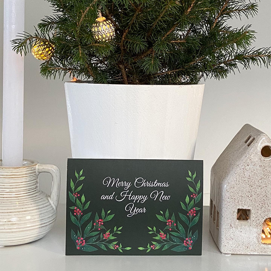 Kunst von Andu Grußkarte Weihnachten grün
