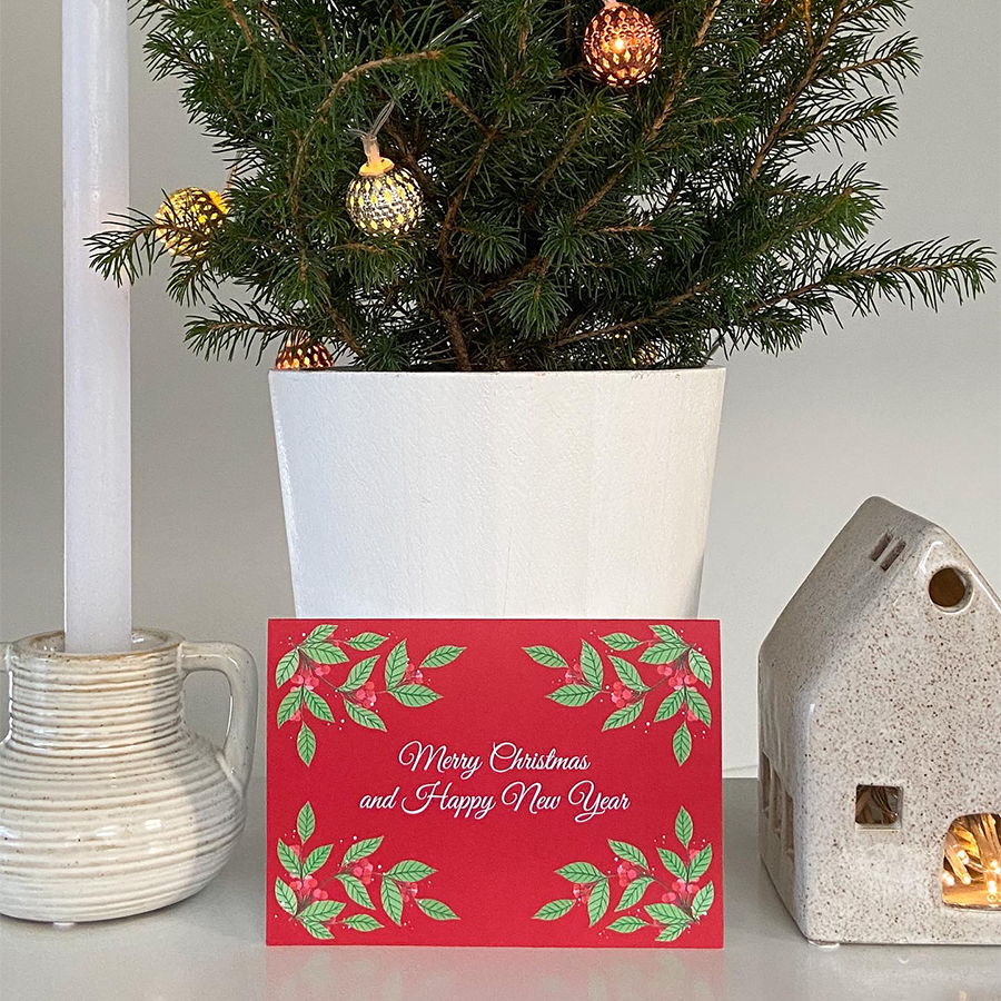 Kunst von Andu Grußkarte Weihnachten rot