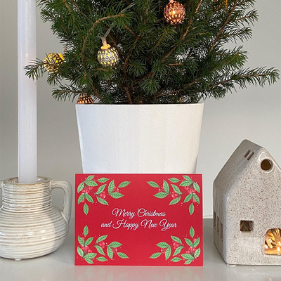 Kunst von Andu Grußkarte Weihnachten rot
