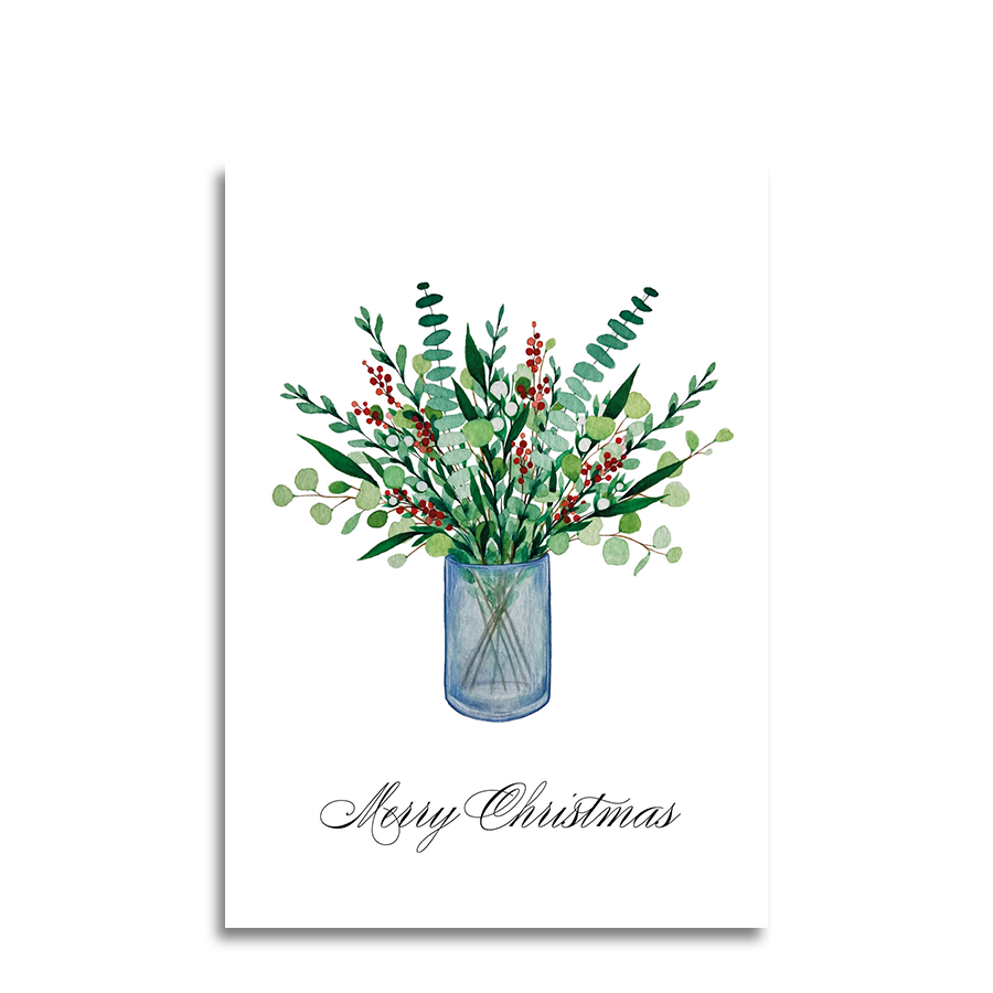 Kunst von andu Grußkarte Weihnachtsvase