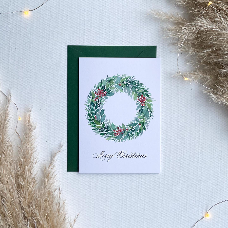 Kunst von andu Grußkarte Weihnachtskranz