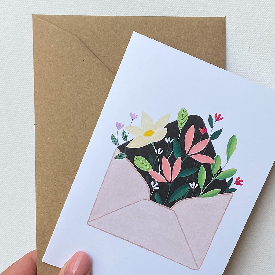 Kunst von Andu Grußkarte Blumenumschlag