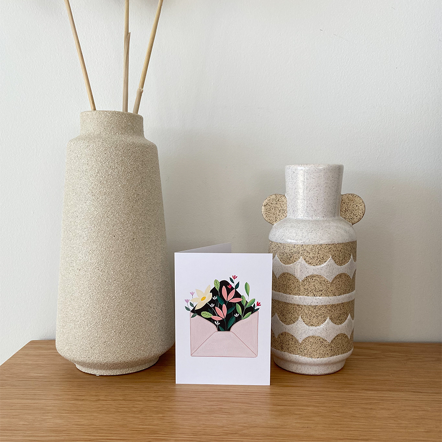 Kunst von Andu Grußkarte Blumenumschlag