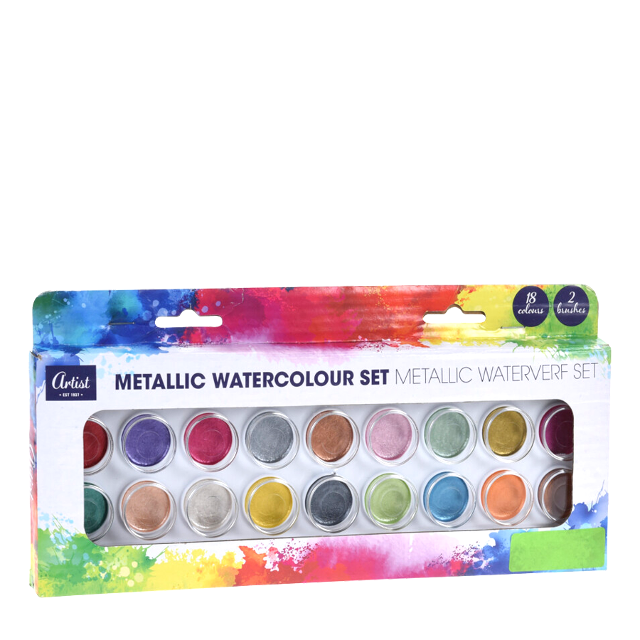 Aquarell -Set Metallic, 18 Farben
