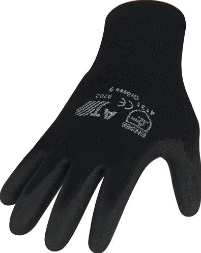 Asatex-Handschuh | Größe 9 schwarz | und 388 PSA Kategorie II | Nylon mit Polyurethan | 12 Paar - 3702 9 - 3702 9