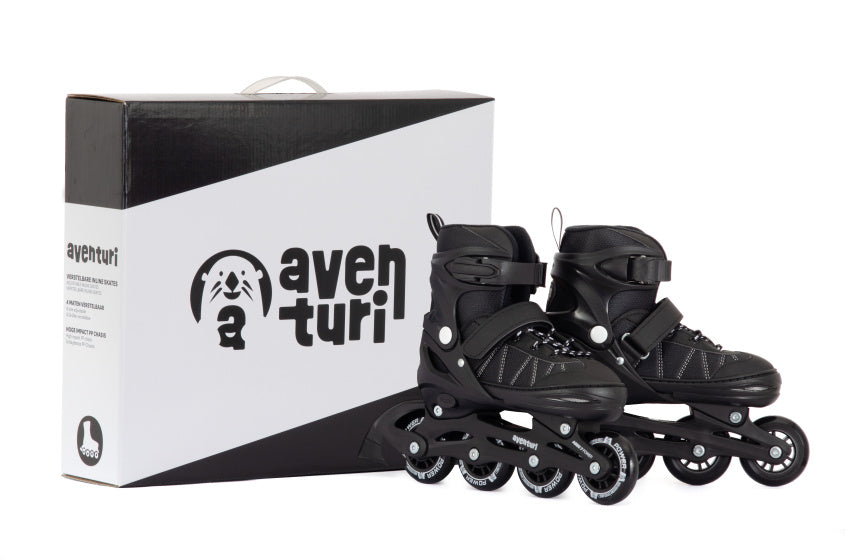 Aventuri einstellbare Inline-Skates Halbboot Schwarz Größe 30-33 (en)