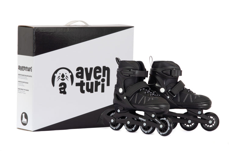 Aventuri einstellbare Inline-Skates Halbboot Schwarz Größe 34-37 (m)