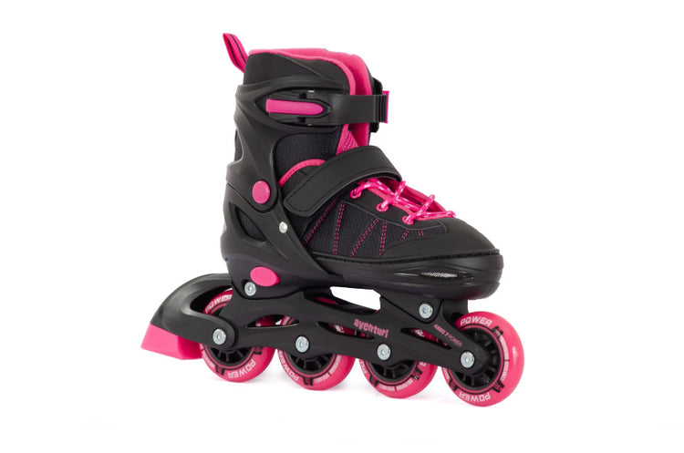 Aventuri einstellbare Inline-Skates Halbboot Black Pink Größe 34-37 (M)